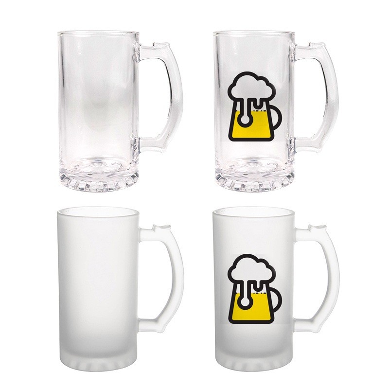 Round Blank Transparent Sublimation Glass Beer Mug 16oz And 22oz