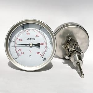 Wholesale Adjustable Stem Dial Bimetal Thermometer 100mm All Stainless Steel from china suppliers