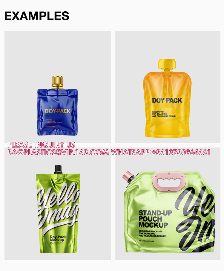 Barrier Stand Up Doypack For 500ml 1000ml Liquid Food Pour Spout Pouch Customize Volume Aluminum Foil Top Handle