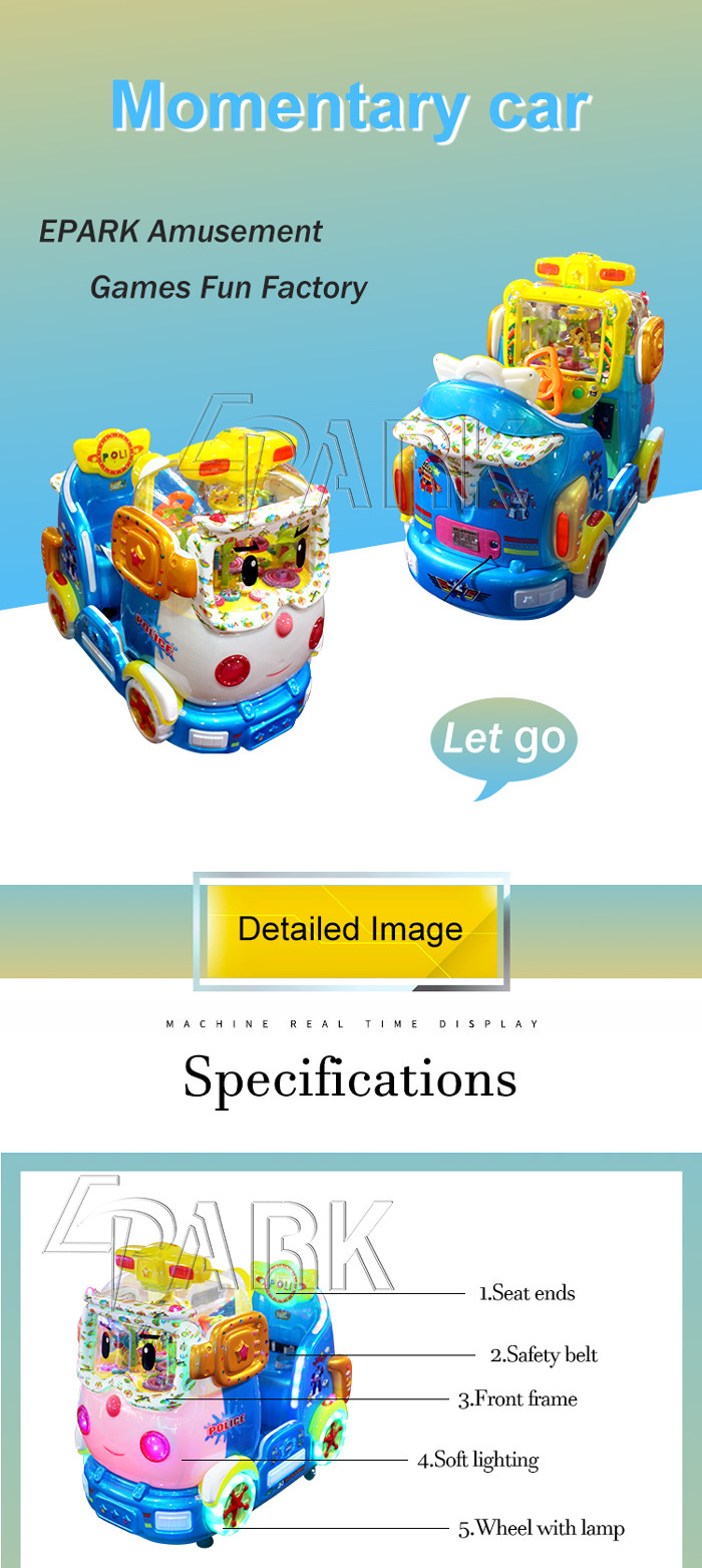 Colorful Kiddy Ride Machine , Momentary Car Kids Fun Racing Game Machine