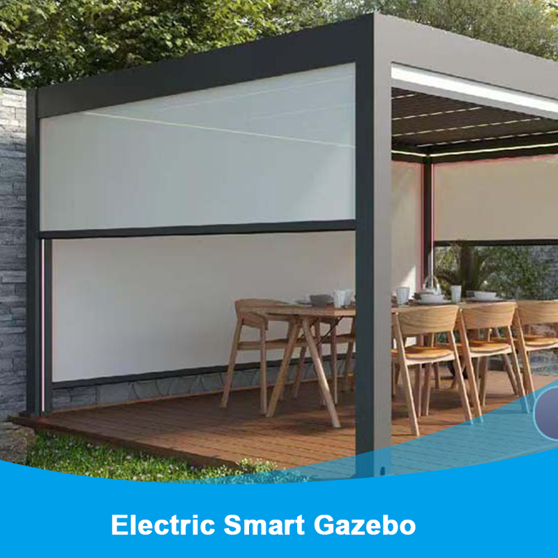 Electric Louver Turning Pavilion Outdoor Villa Courtyard Smart Flip Ecological Sun Room Windproof Rolling Curtains Shade The Sun