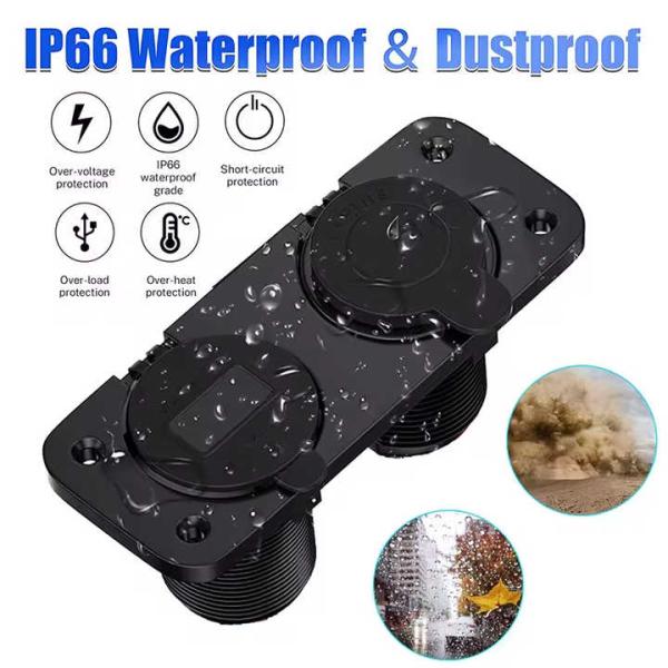 Dual QC3.0 36W USB ABS PC Aluminium Car Charger Socket Waterproof