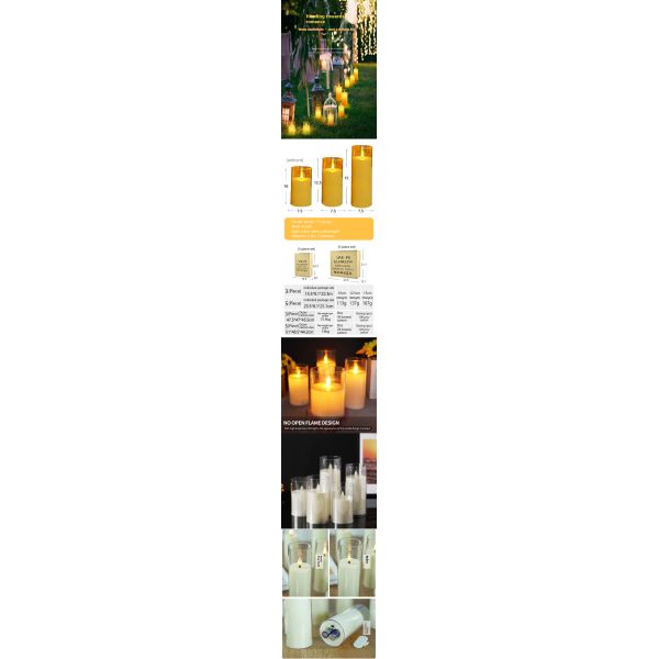 Glossy LED Pillar Candles with Remote Control and Customized Logo for Flameless Battery Operated Decoration