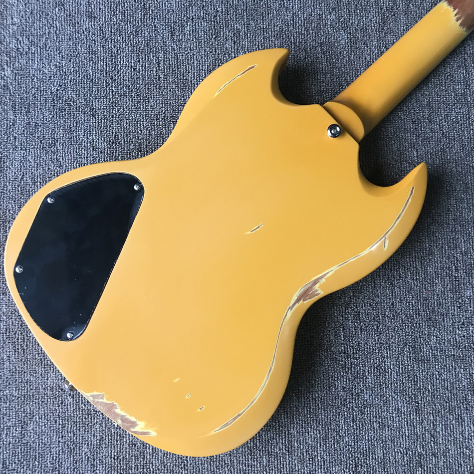 Custom relic SG electric guitar, A P90 pickup, ebony fingerboard relic electric guitar, free shipping