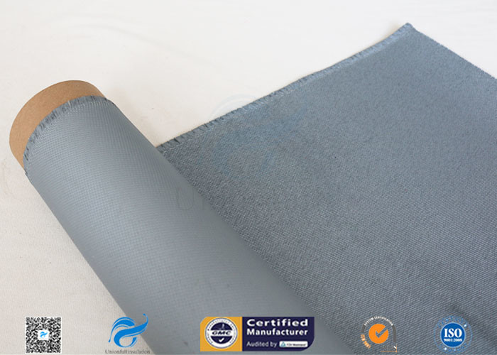 Grey Silicone Coated Fiberglass Fabric 0.85MM Satin Weave Abrasion Resistant