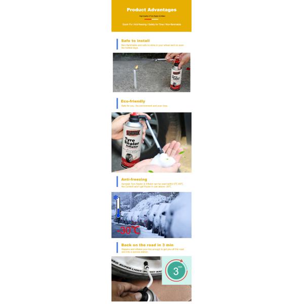 AEROPAK Tire Sealant & Inflator 450ml for 6mm Punctures