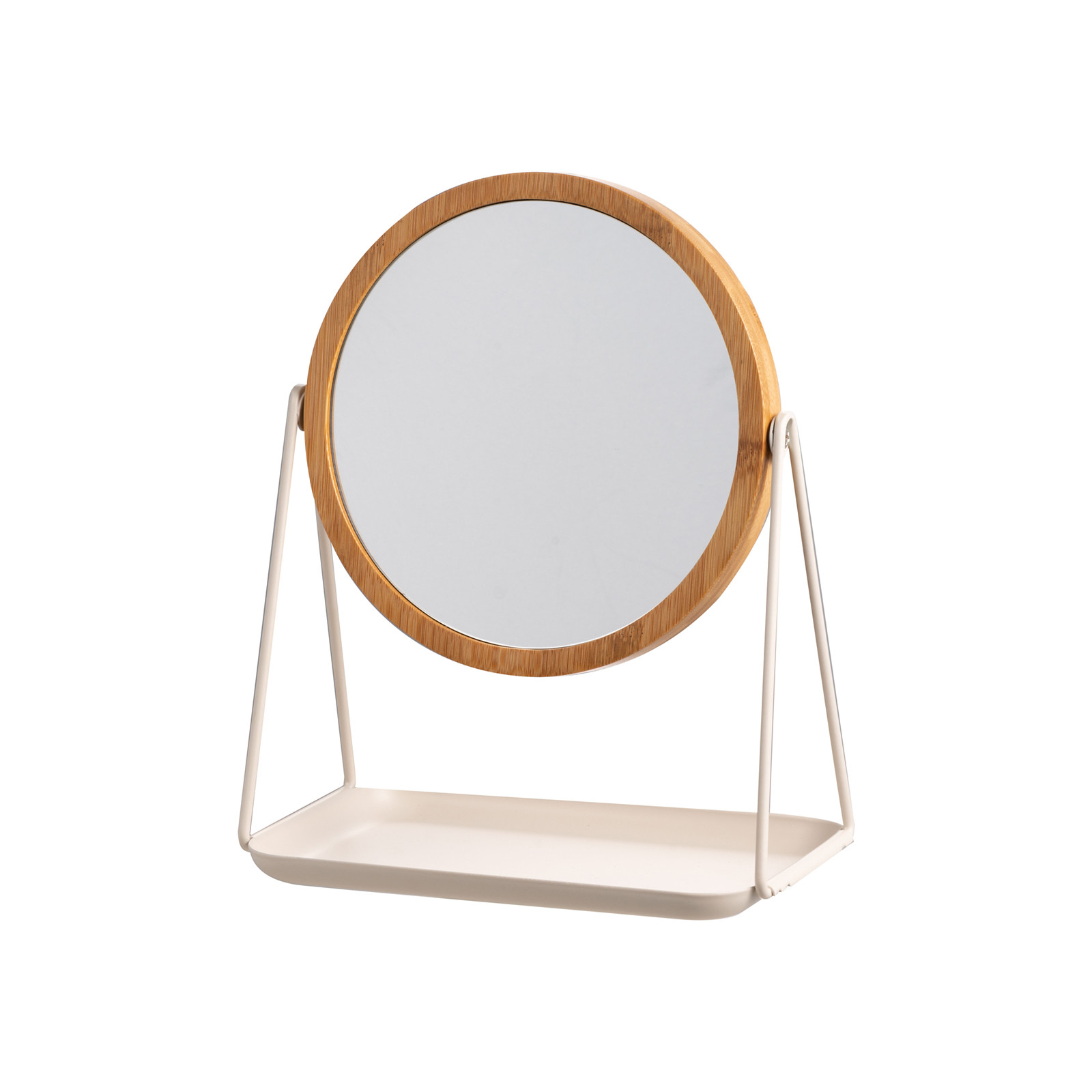round countertop Makeup Mirror with jewelry tray