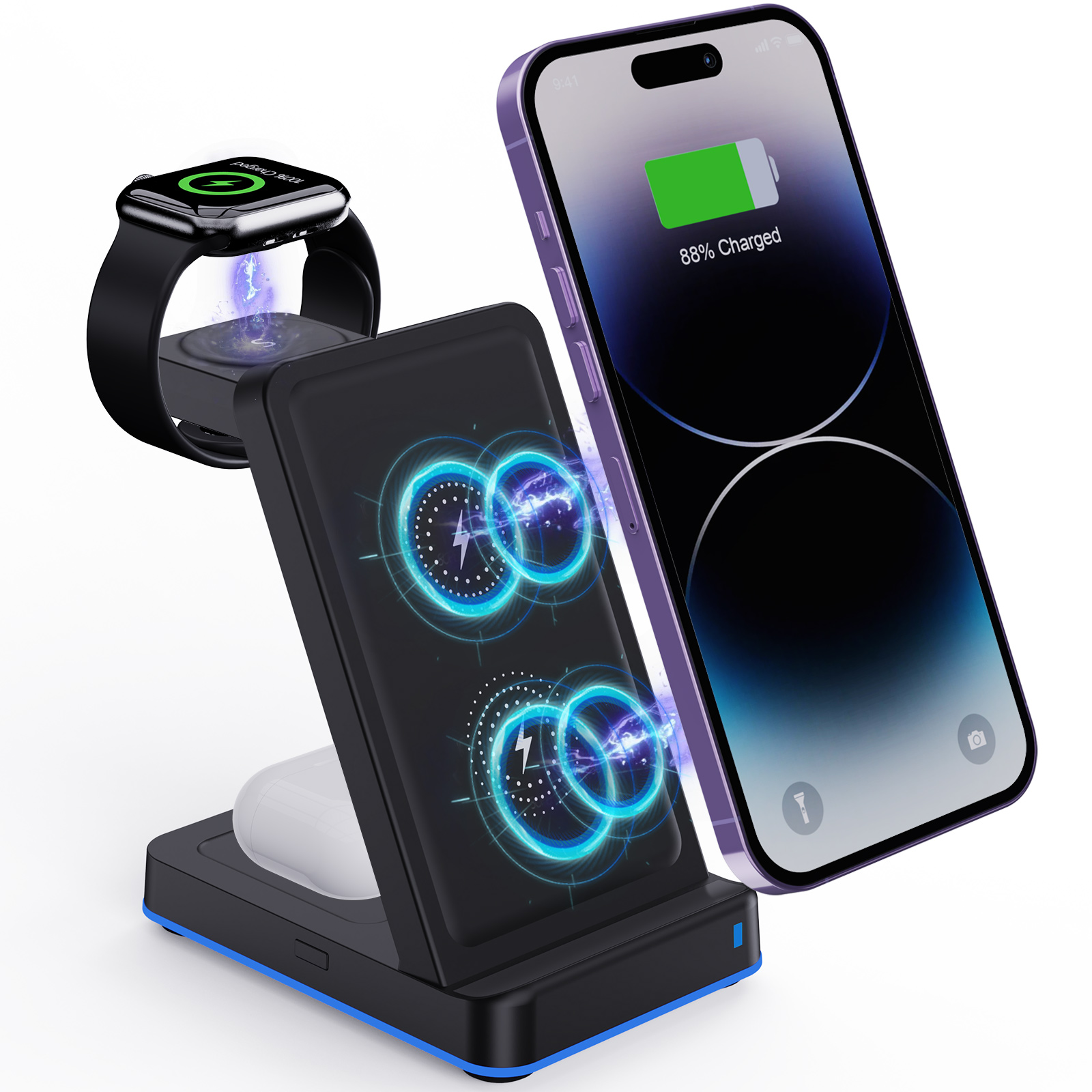 Earphone Compatible 3 In 1 Portable Charger For IWatch And Samsung Watch ABS Material