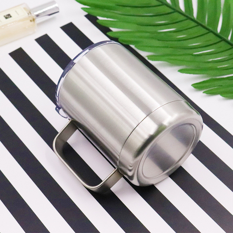 22 Oz Insulated Coffee Mug With Handle / Lid Double Wall Stainless Steel