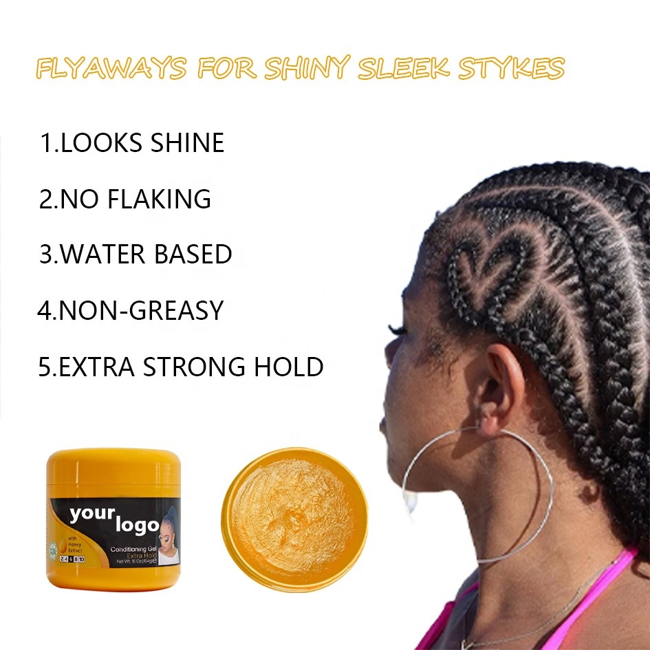 16oz Yellow Shine Jam Styling Gel Strong Hold No Residue Edge Control Gel Loc Braiding Gel No Flakes