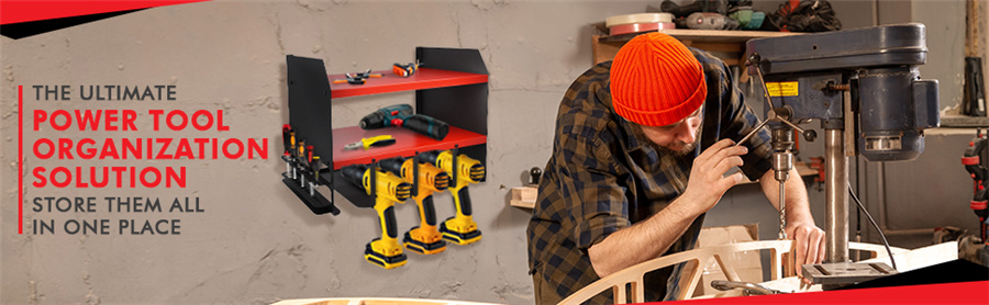 Wall Mounted Power Tool Charging Station with Customizable Logo and Drill Bit Holder