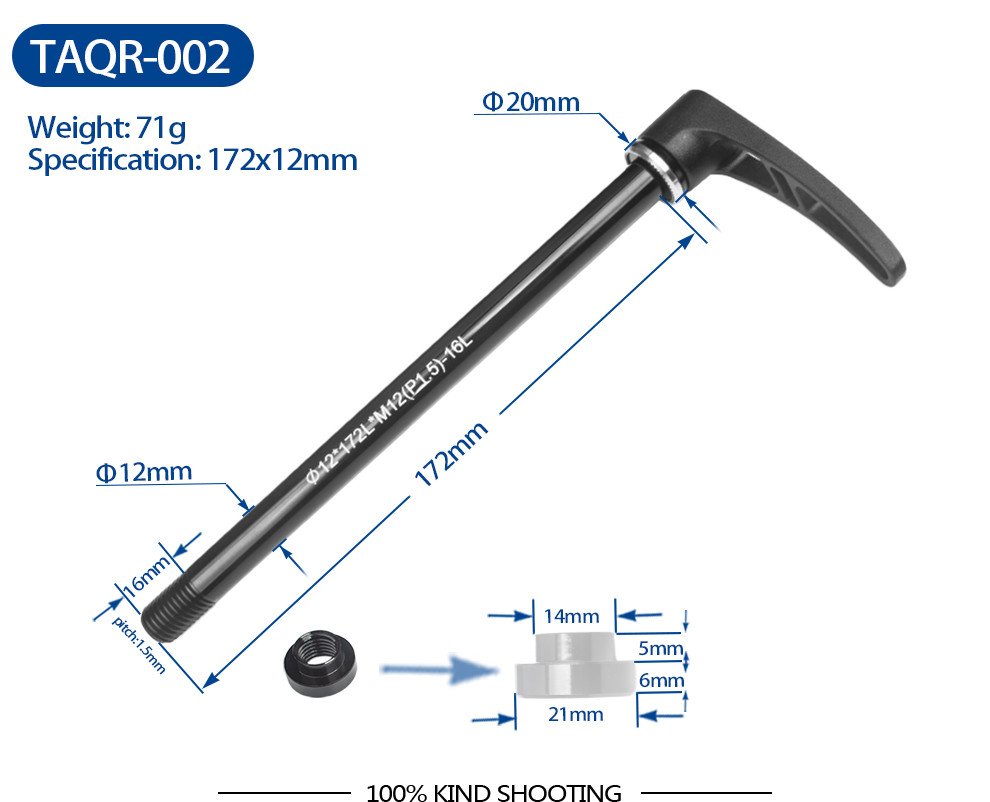 BXT Road Bicycles Parts Thru Axle Quick Release Lever Black Aluminum Alloy