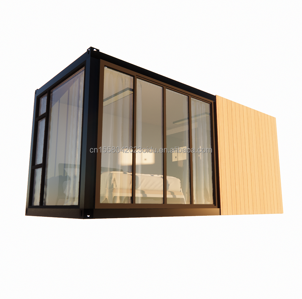 Wooden Sturdy Steel Sun House 20ft Flat Container House with Wall 50/75/100mm Wave Sandwich Panel