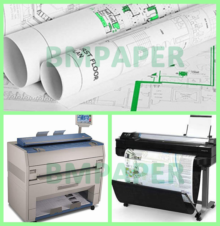 20 lb Bond 2" Core Wide Format Inkjet CAD Plotter Paper For Drawing 36" x 300' 