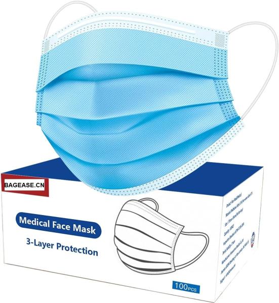 Disposable Blue Face Mask, Soft On Skin, Pack Of 3-Ply Masks Facial Cover