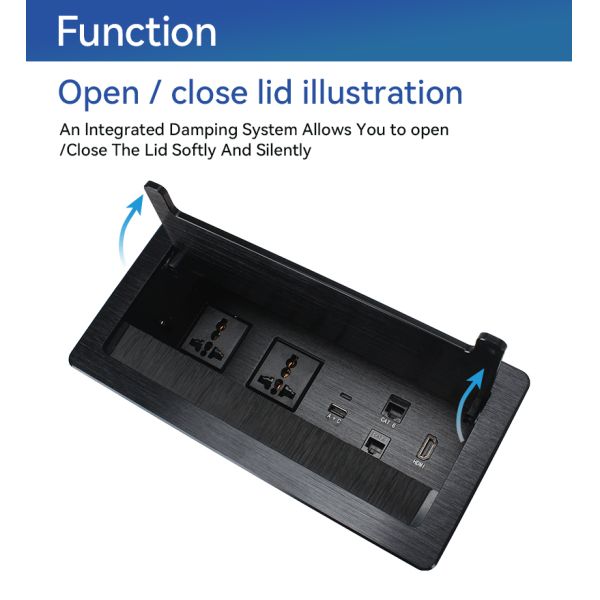 Multifunctional Flip Up Power Socket plug 20W USBA USBC For desk Cable Management