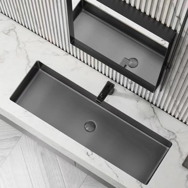 Bathroom Undermount Stainless Steel Vessel Sinks Satin Brushed Finish Rectangular Shape