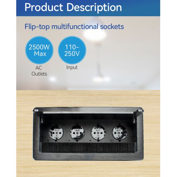 Smart Centralized Power Conference Electrical Socket Schuko Outlets Corrosion Resistance