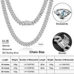 16 Inch Moissanite Hip Hop Chains 18 Inch 925 Sterling Silver Miami Cuban Link