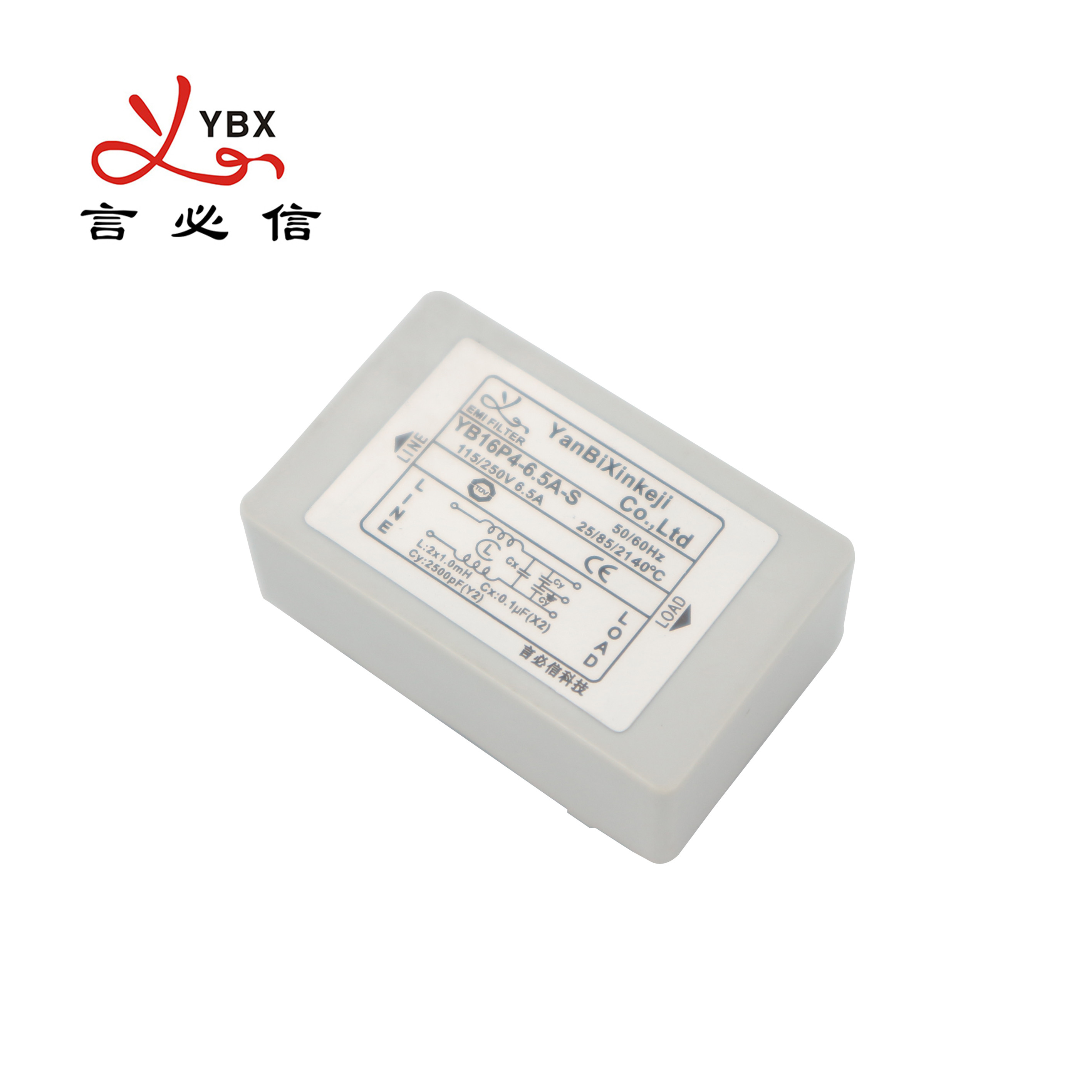 Yanbixin 6.5A White Plastic Housing EMI Power Line Filter YB16P4 With Small PCB