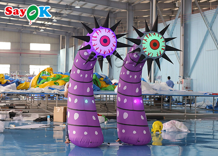 Commercial Led Inflatable Lighting Decoration Column Flower With Eyes