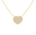 18" Chain Length Round Cut Diamond 925 Sterling Silver Heart Pendant Necklace
