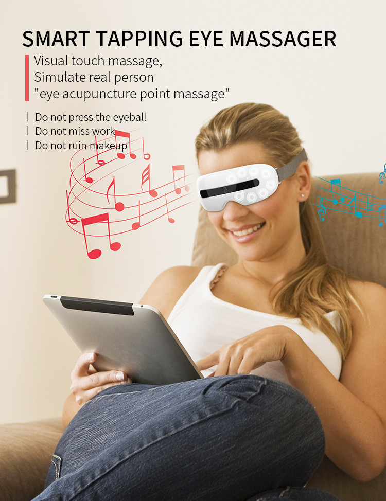 750mAh Rechargeable Tapping Wireless Eye Massager Eye Acupoint With Heating