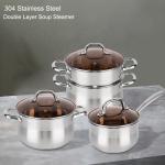 Hot Selling Cookware Set Kitchen Cookware 304 Stainless Steel Double Layer Soup