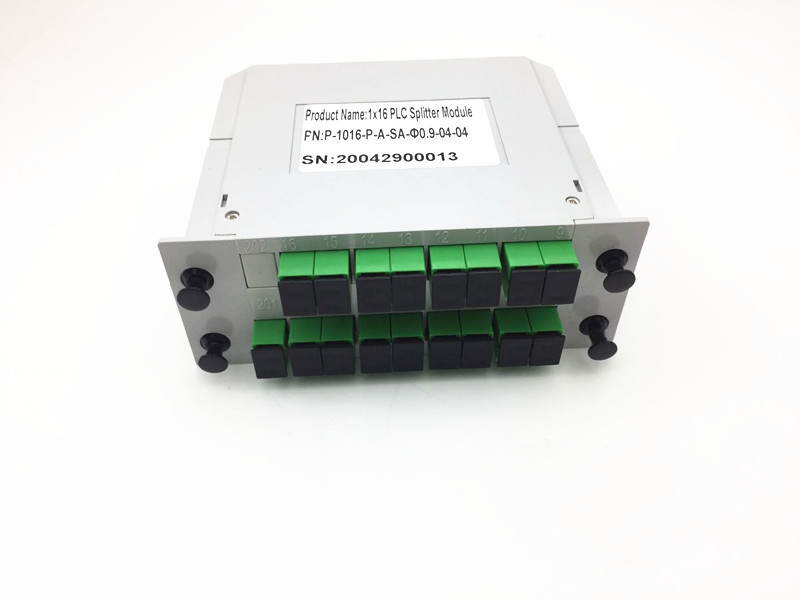 FTTH PON 1x16 PLC Fiber Splitter Plastic Plug In LGX Cassettes With SC Input / Output