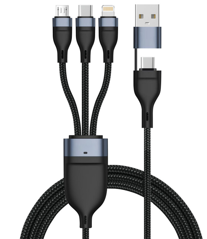 Customized 4-in-1 Braided Charging Cable for Fast Charging iOS Android OEM Supported