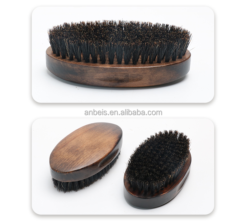 Retro Oval Wooden Beard Care Brush With 100% Natural Boar Hair