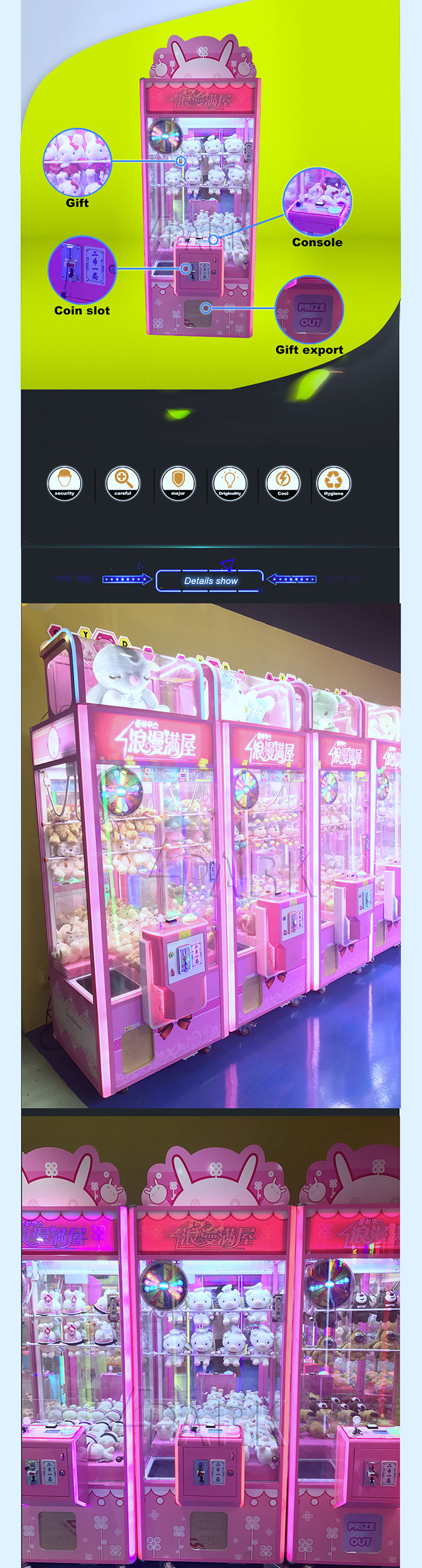 Game Center Crane Game Machine / Claw Stuffed Animal Machine