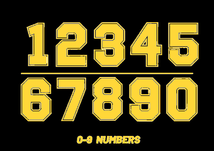 Screen Printed Numbers And Letters 25cm Heat Press Numbers For Jerseys Classic Style