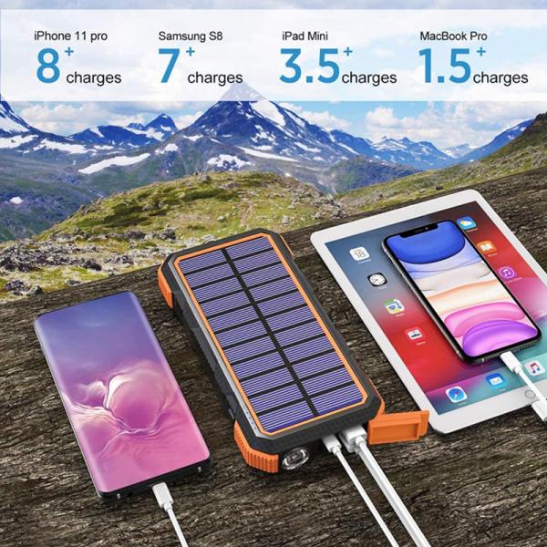 18W 20000mah Wilress Solar Power Bank Li Polymer Battery