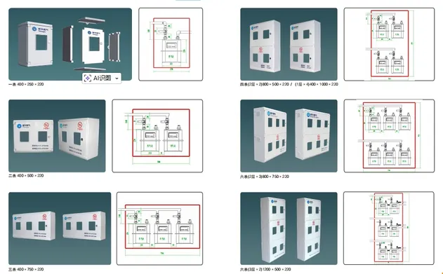 Durable 6-Unit SMC Gas Meter Box with Multi-Point Locking Device