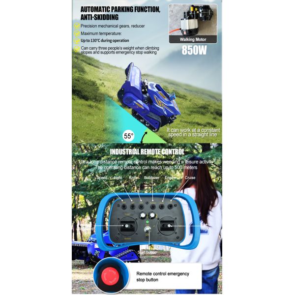 Durable Remote-Controlled 4-Stroke DIY Robotic Lawn Mower with Rotary Blade Gasoline Engine High Quality Hot Seller