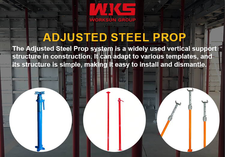 Silver Steel Support Prop Flexible Adjustable Support Props For Large Span Roof Structures