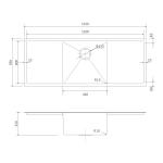 Single Bowl Drainboard Kitchen Sink 43 Inch Undermount 16 Gauge Brushed
