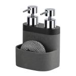 Sand Stone Kitchen Cooking Utensil Caddy Lotion Dispenser 3N1 Black Grey Sand