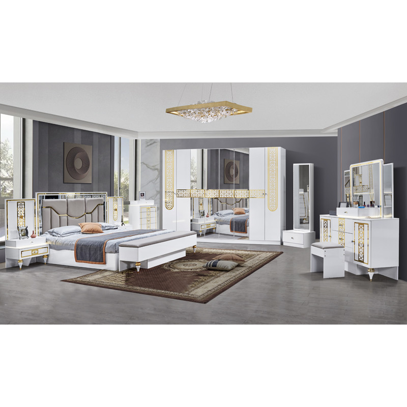 High Quality Wholesale Wood Frame Double Bed Master Room King Size Wooden Modern Luxury Full Bedroom Sets Furniture