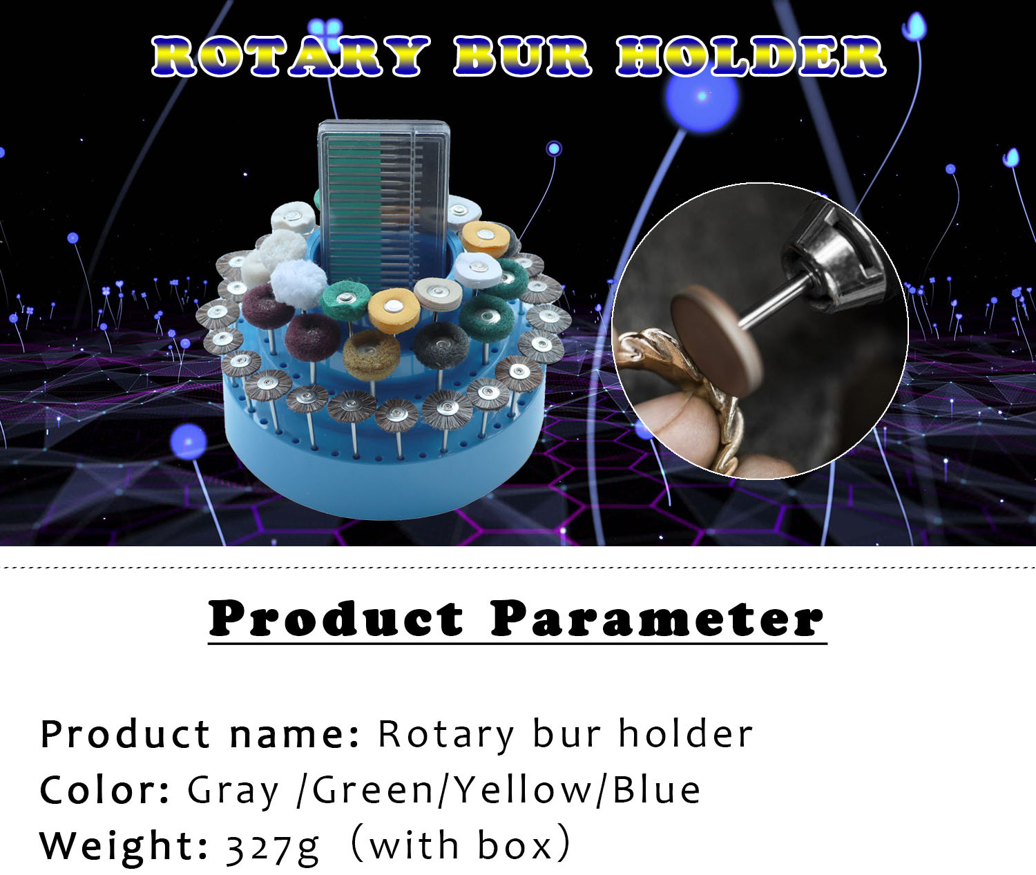 Rotating Round Shape Jewelry Empty Drill Bit Storage Case 170*95mm