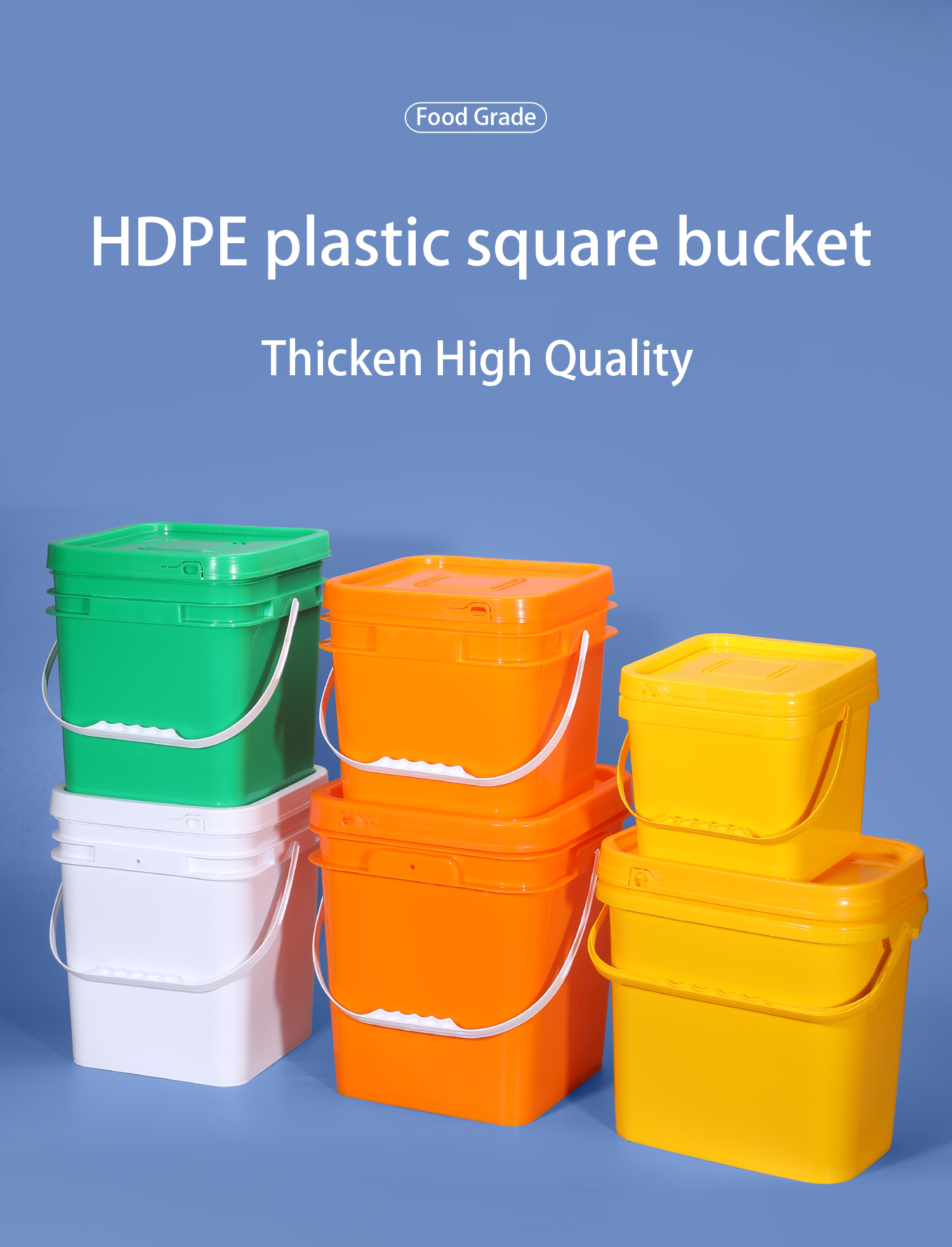 White Food Storage Food Grade 5L Rectangular Square Plastic Pail With Lid Handle