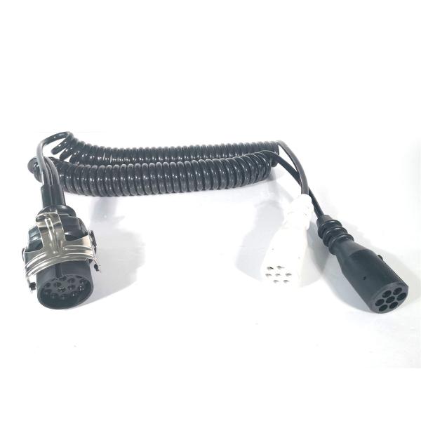 4V Adaptor Trailer Cable Electrical Coiled European Style With Moulded Plug