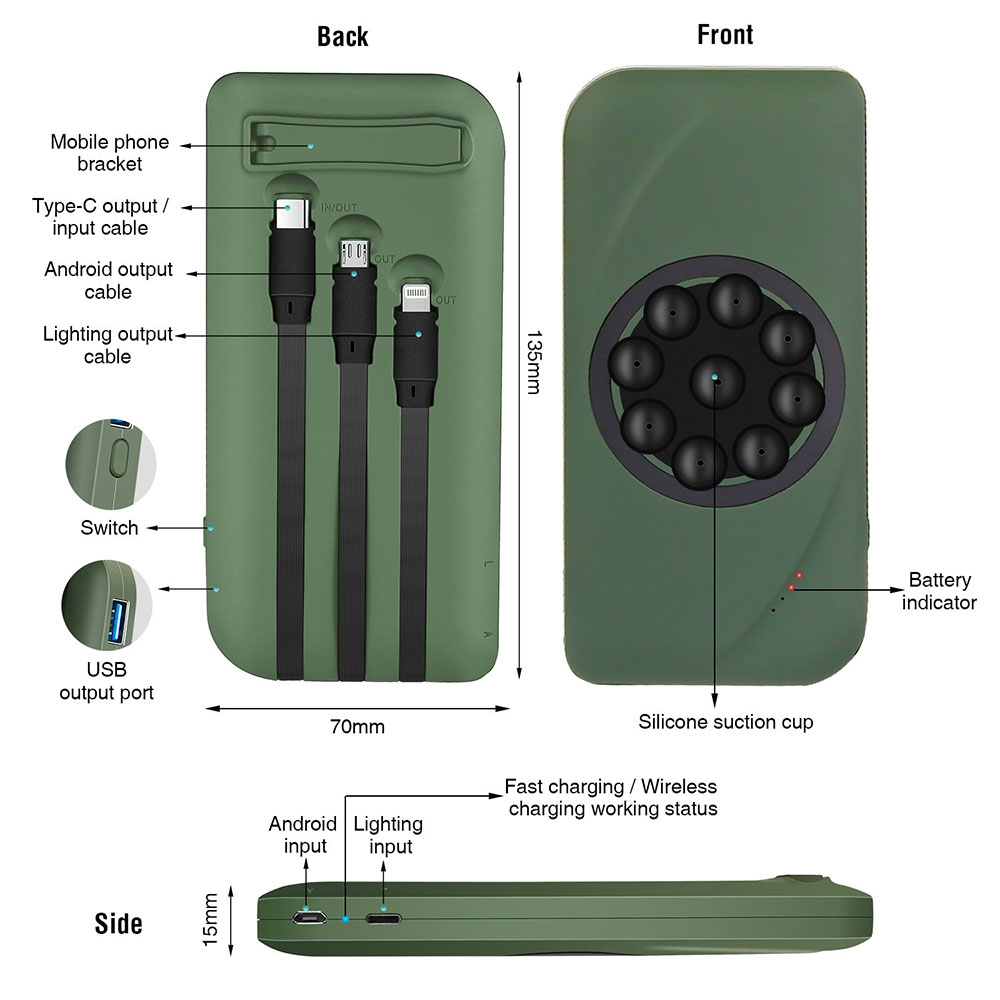 DC5V 3A 10000mah Quick Charging Power Bank UN38.3