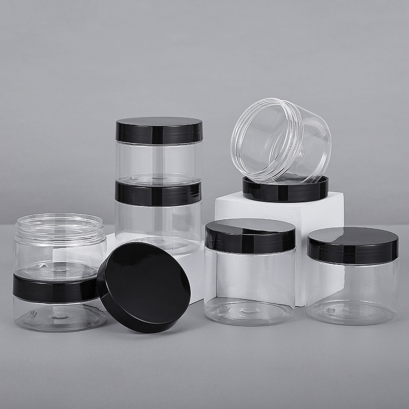 Private Label Clear Matte Cosmetic Loose Powder Sifter Jar with Black Frosted Screw Cap 3g 5g 10g 20g 30g 50g ABS PS