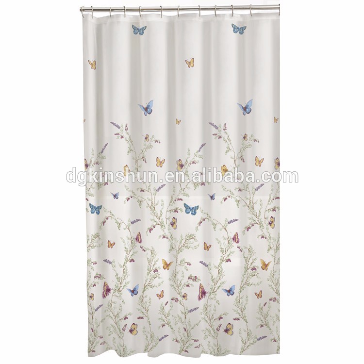 Shower Curtain with Hooks (Natural Herringbone) and PEVA Shower Curtain Liner (Clear) Set