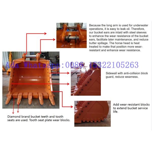 Custom Excavation Rock Bucket Attachment , Demolition Excavation rock ripping bucket