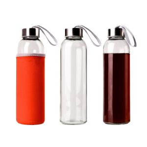 Wholesale 350ml 500ml Round Sports High Borosilicate Glass Water Bottle With Silicone Sleeve from china suppliers