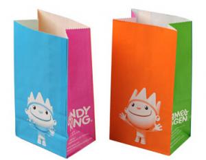 made in china full color glossy varnish printing fast food paper bag, high quality food grade customized size white kraf