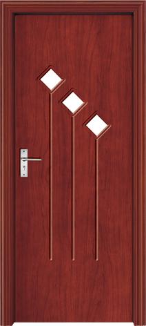 Solid Core Interior PVC Wood Doors From China Manufacturing, with clear tempered